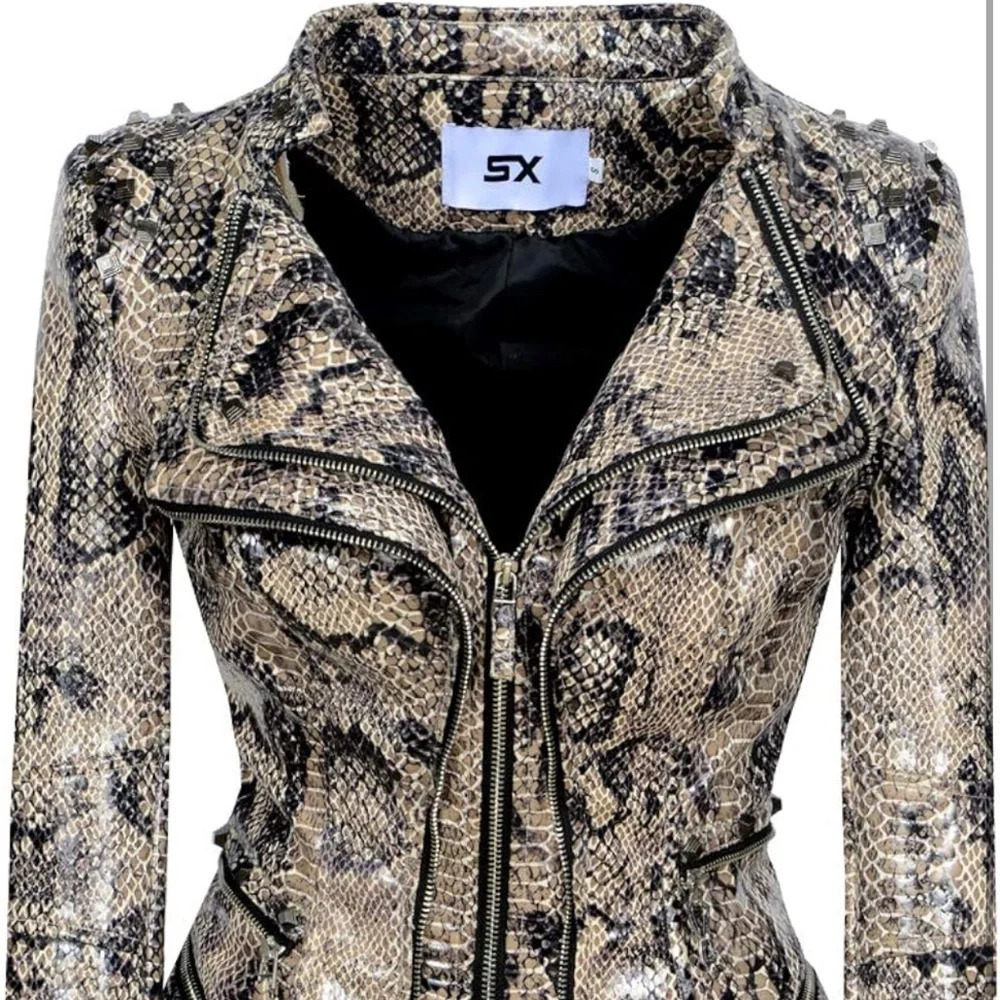 Fashion SX Rivet Faux Leather Jacket Zipper Moto Biker - Picture 1 of 14